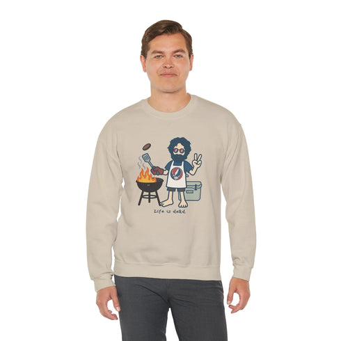 Grateful Dead - Grillin' Jerry | Life is dead. Crewneck Sweatshirt - StealieShop
